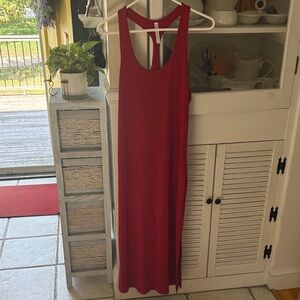 Fabletics Red Sleeveless Racerback Maxi Dress
